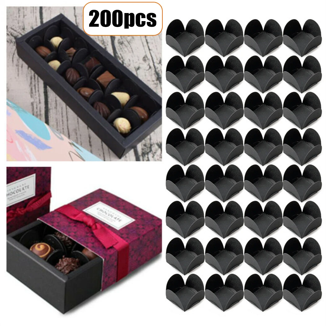 

200pc Chocolate Boxes Wrapper Tray Chocolate Paper Candy Cups Tray Paper Dessert Chocolate Base Packaging Liners Baking Package