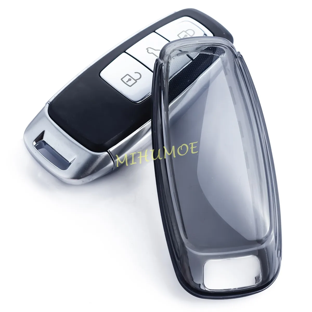 

Для Audi A3 A6 A7 A8 Q7 Q8 e-tron S3 S6 S7 S8 2019-2025 Черный прозрачный автомобильный брелок для ключей, чехол для ключей, аксессуары 2024 2023