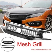 rmauto jdm ctr sport style glossy black car front bumper grille racing grills for honda civic 10th 2016 2019 body styling kit