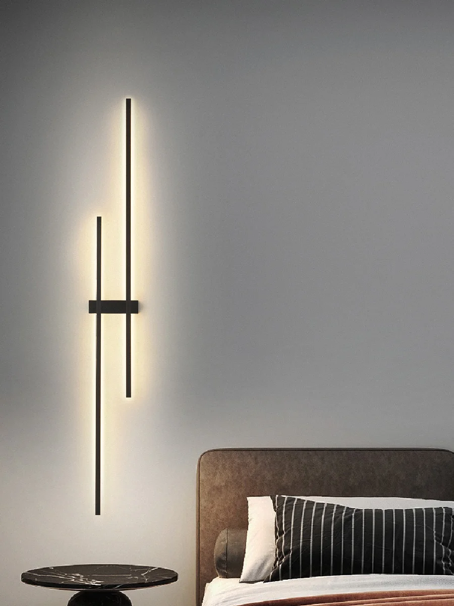 

Wall lamps creative background wall lamp LED line atmosphere lamp Nordic lamp strip bedroom bed lamp minimalist lights