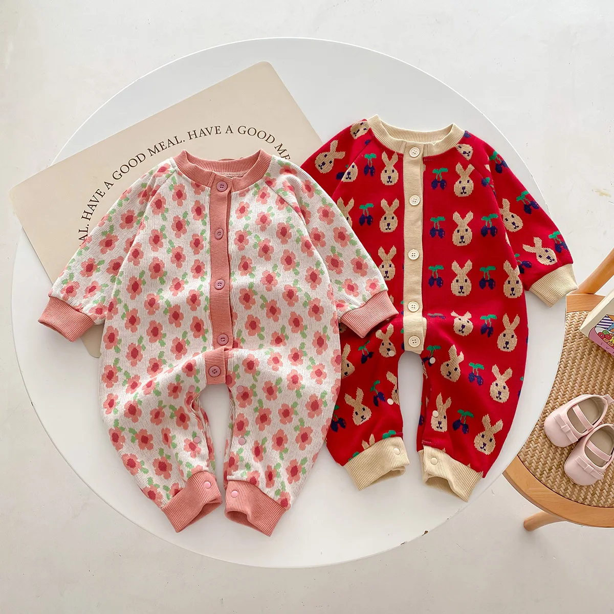 

Детский трикотажный жаккардовый комбинезон для девочек, на осень-зиму