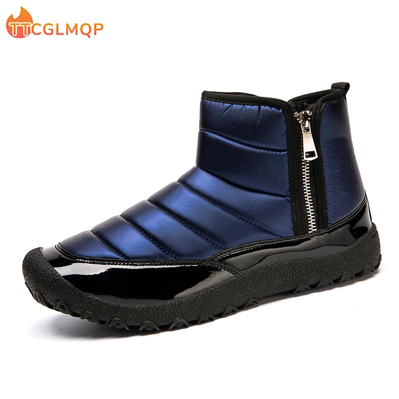 

New Winter Waterproof Men Snow Casual Booties Plush Outdoor Men's Sneakers Warm Fur Men Ankle Shoes Male Snow Boots Big Size 47