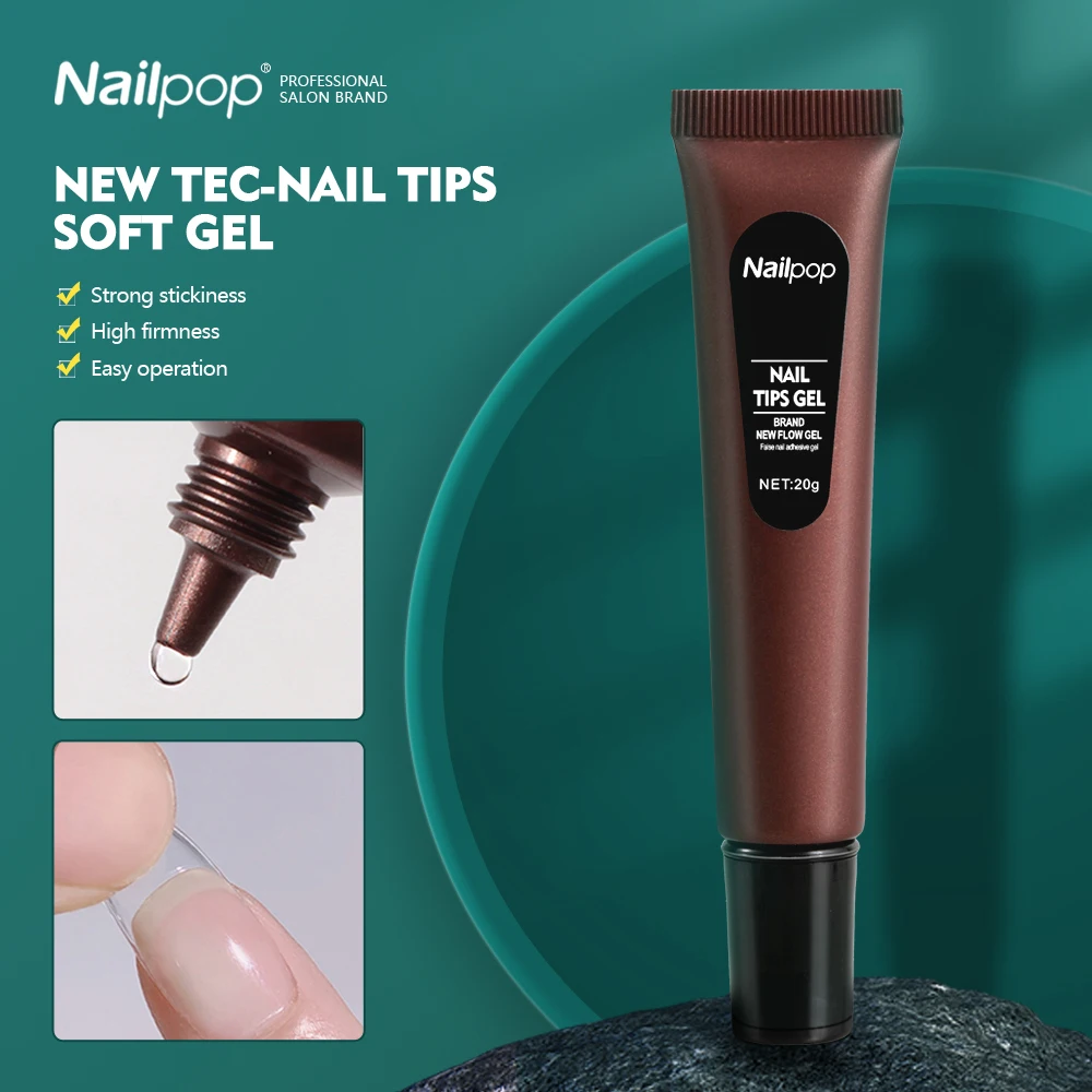 Nailpop 20g New Tec Nail Tips Soft Gel Transparent Nail Gel Soak Off UV LED Nail Art Gel Varnish Function Gel Nail Extension Gel