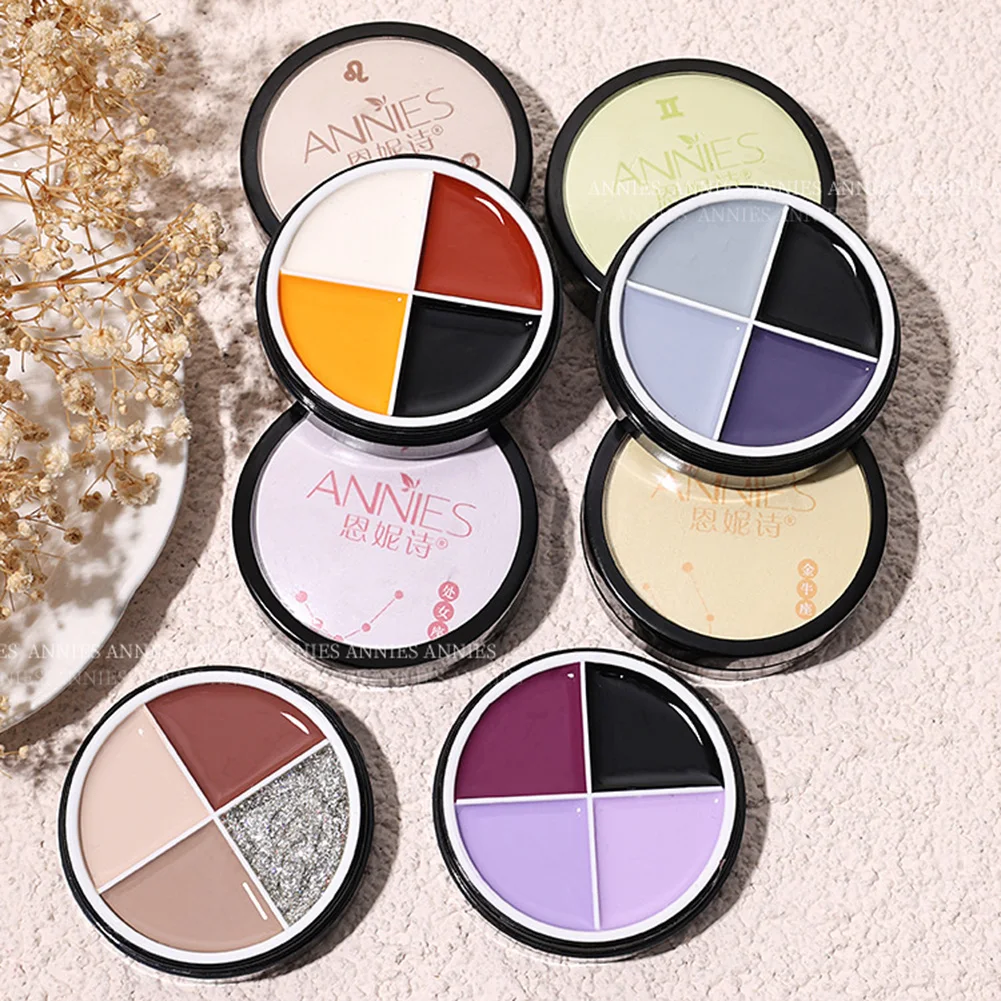 

4 Colors Solid Cream Nail Gel Polish High Pigmented Nail Varnish UV LED Top Base Gel Nail Art Manicure for Home Salon