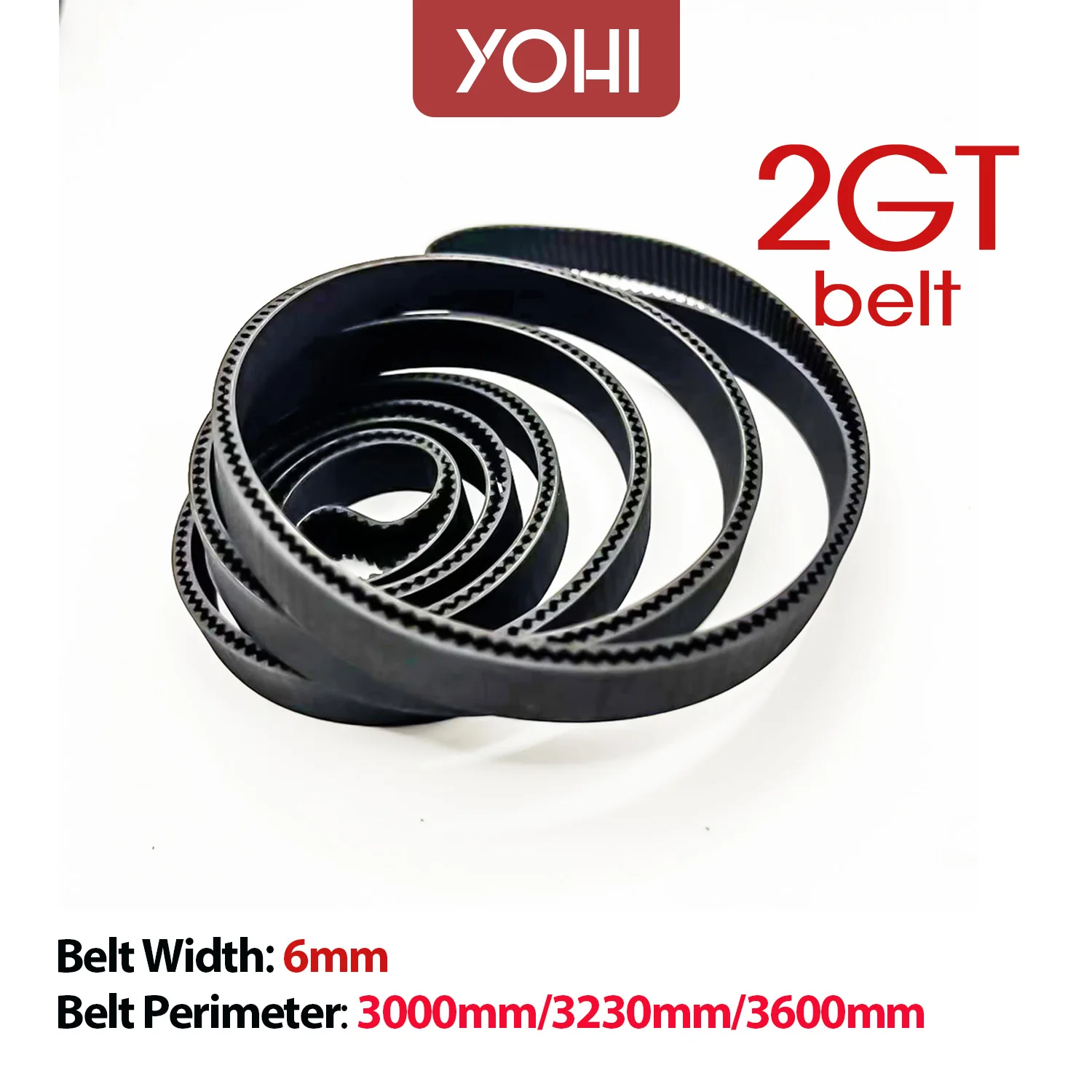 

Yohi GT2 Timing Belt Pitch Length 3000/3230/3600mm Width 6mm Rubber Closed