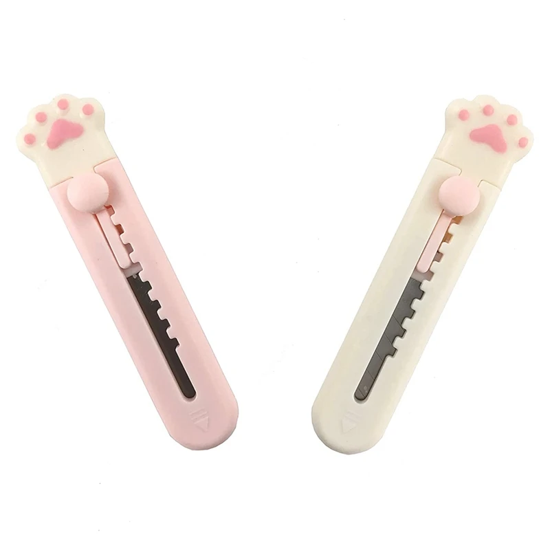 

NEW-Box Cutter Cute Box Cutter (2Pcs) Cat Box Cutter Cute Letter Openers Kawaii Knife Mini Cute Pocket Knife