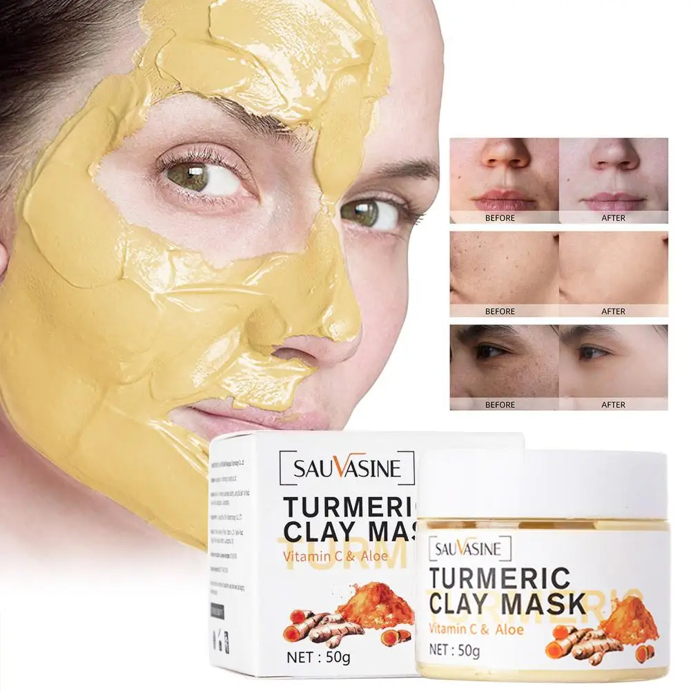 

50g Turmeric Mud Mask Deep Cleansing Facial Purification Smear Type Moisturizing Mask Anti-Acne Controlling Skin Care Face Z7G1