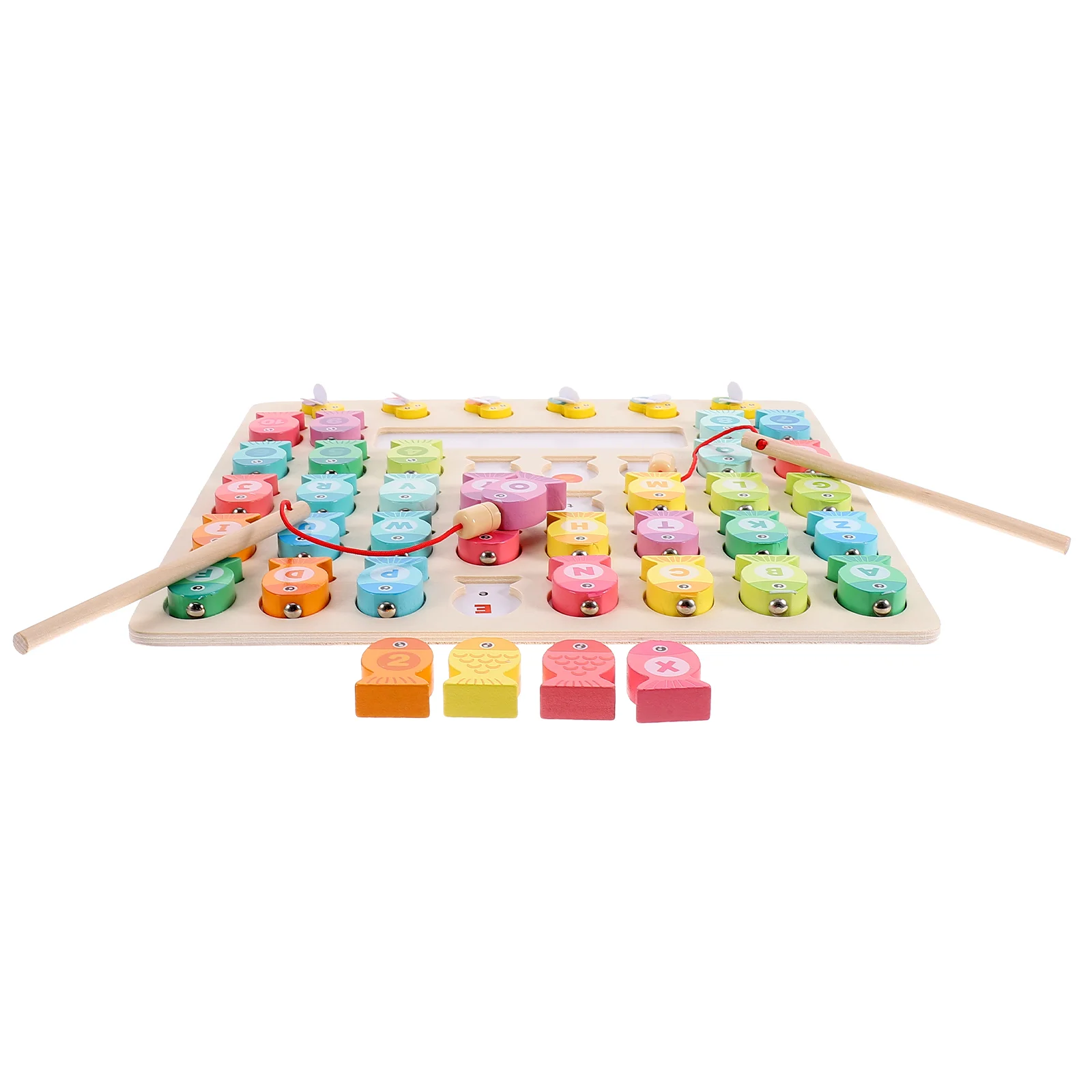 

Fishing Game Plate Magnetic Plaything Cartoon Toys Wooden Shape Learning Matching Puzzle