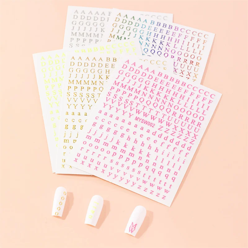 

1pcs 26 English Alphabet Nail Art Decals 3D Self-adhesive Sticker Word Gold/Laser Red Letter Nail Tattoos Decorations Accessorie