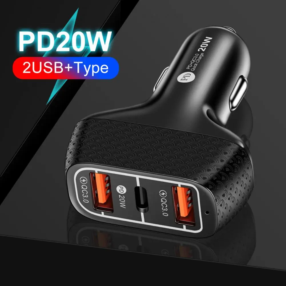 

Автомобильное зарядное устройство USB Type-C, 3 порта, 20 Вт