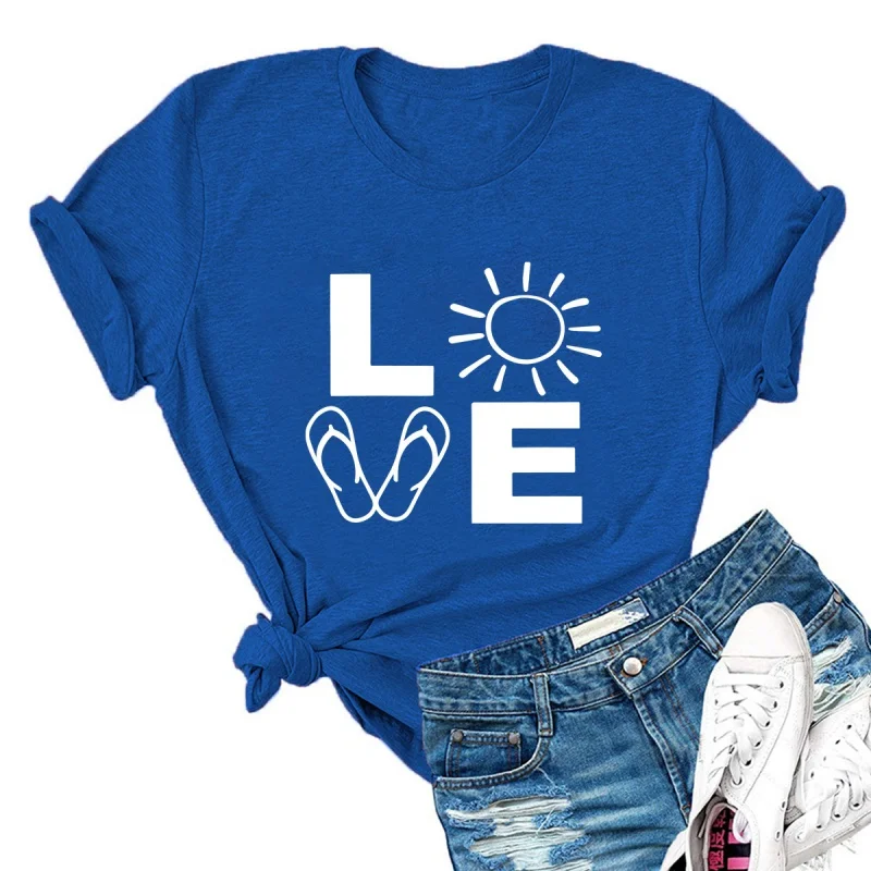 

Креативная Веселая Свободная Повседневная футболка с надписью love и коротким рукавом, женские топы, рубашка