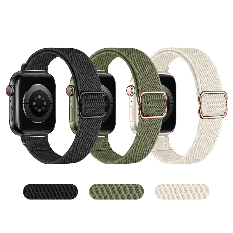 

Slim Strap for Apple watch band 40mm 44mm 45mm 41mm 38mm 42mm Elastic Nylon bracelet iWatch series 3 4 5 6 se 7 Watchband