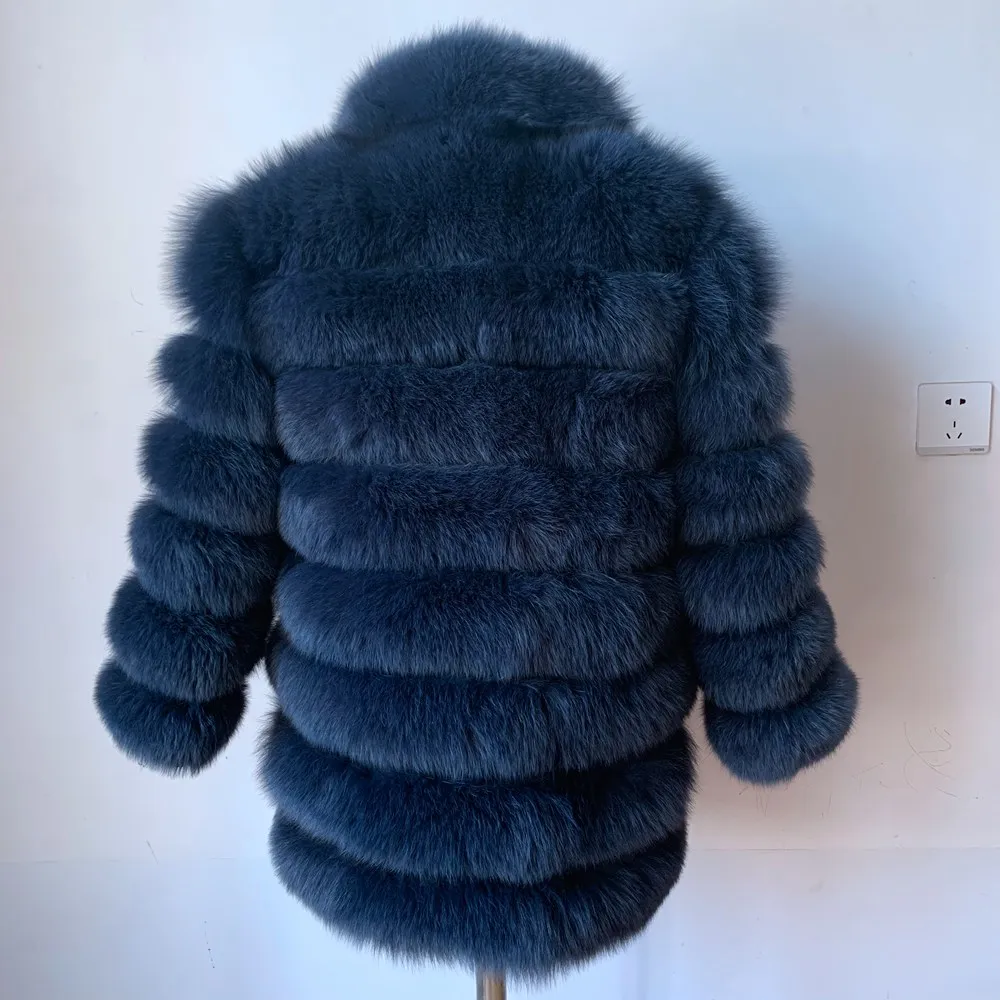 70CM NEW style 4in1 real fur coats Women Natural Real Fur Jackets Vest Winter Outerwear Women fox fur coat high quality fur