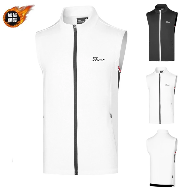 

Men's Golf Vest Autumn Winter Sport Coat Golf Apparel Sleeveless Velvet Warm Vest for Men