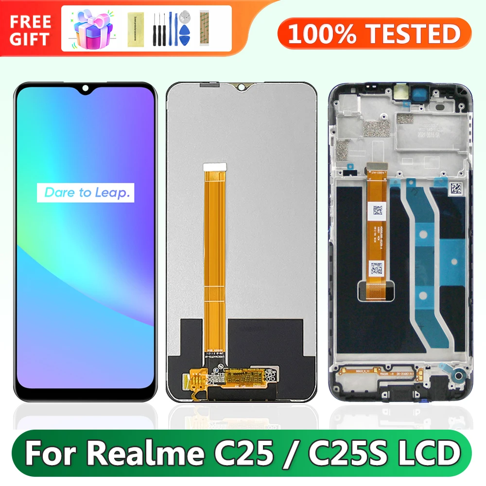 

Realme C25 RMX3193 RMX3191 Screen with Frame, for Oppo Realme C25s RMX3195 RMX3197 Lcd Display Digital Touch Screen Replacement