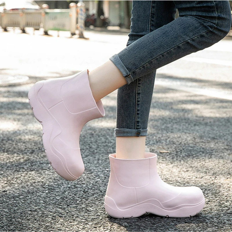 EVA Rain Boots Women Waterproof Platform Rubber Shoes Comfort Garden Working Galoshes Ladies Casual Rain Shoes Gum Boot Footwear