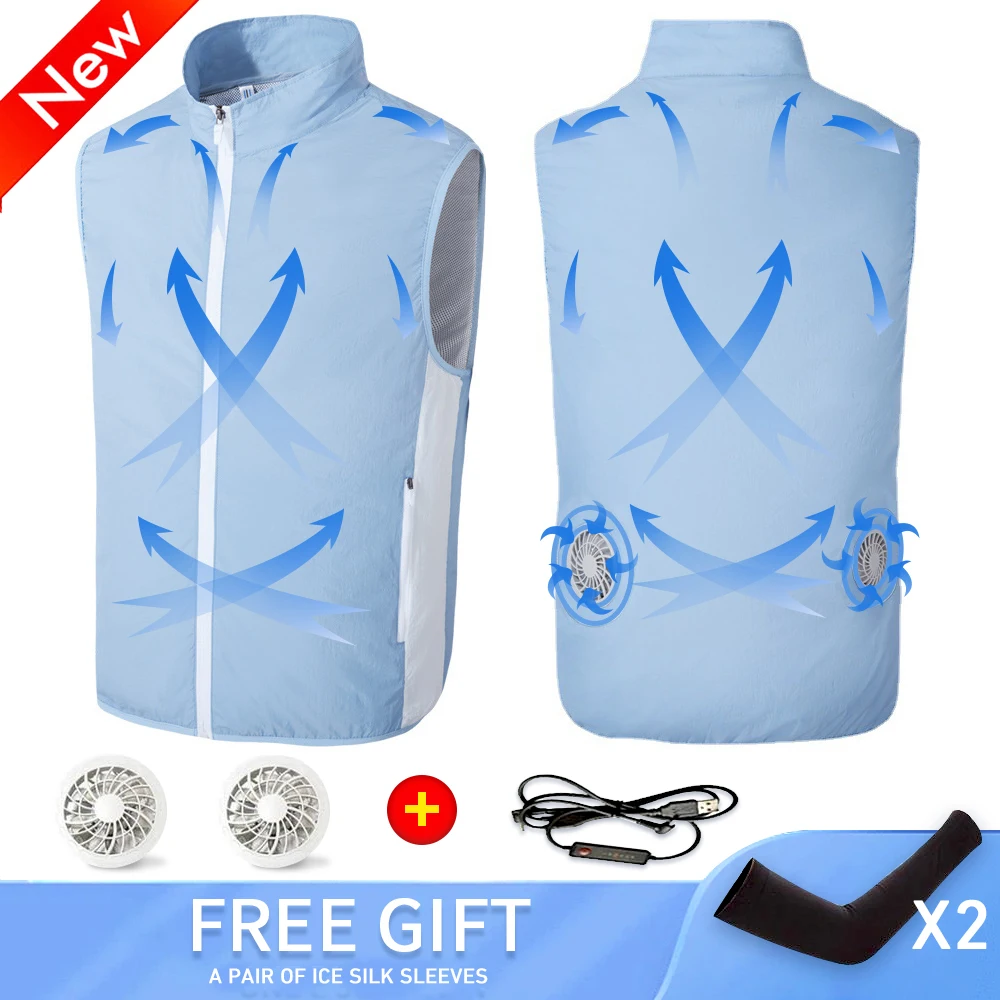 New Summer Men's Ice Vest Fan Air Conditioning Clothes Cool 