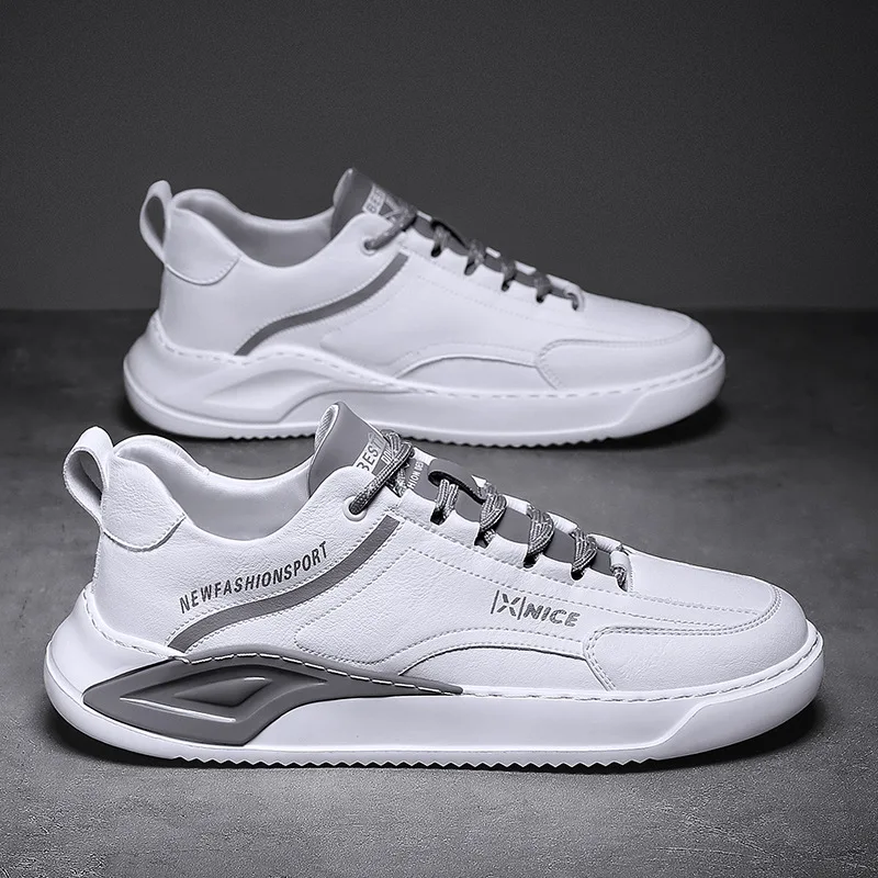 

Men Shoes Leather Casual Spring Fashion Youth White Flat Skateboard Shoes Man Leather Sneakers