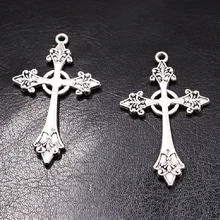 10pcs Silver Plated Catholic Arrow Cross Pendant Vintage Earrings Bracelet Metal Accessories DIY Charm Jewelry Crafts Making