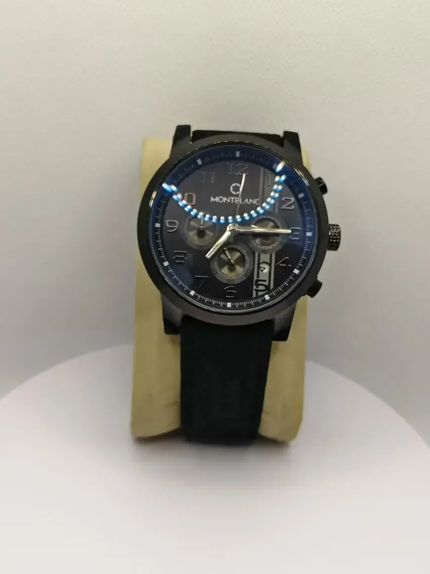 Montblanc-44 мм Мужские кварцевые часы с функцией гоночного хронографа все руки