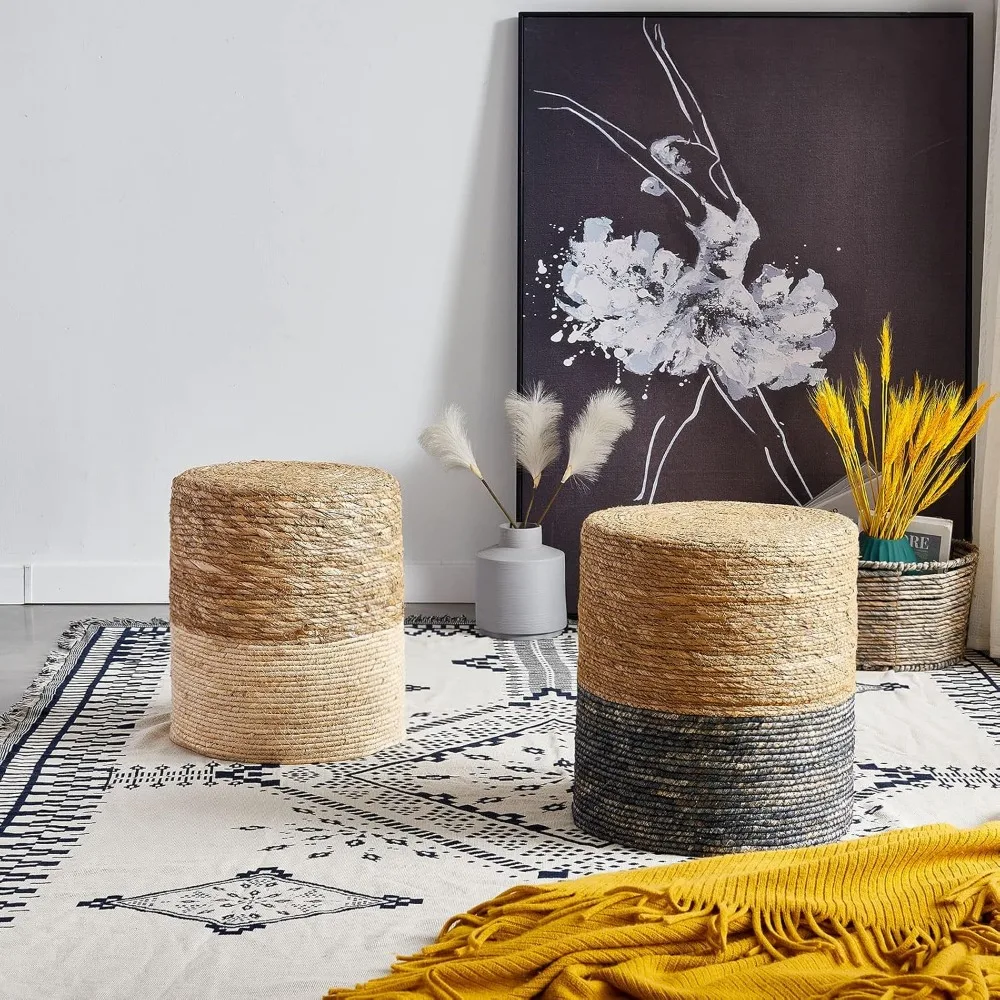 табуреты. 2 шт. пуф-пуф табурет для ног из натуральной морской травы круглый пуфик