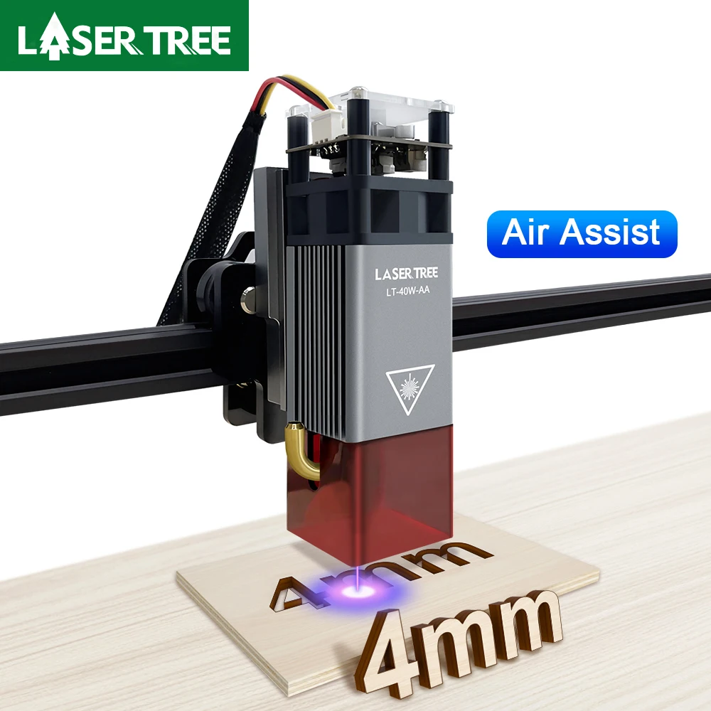 LASER TREE 450nm 40W Air Assist Metal Nozzle Laser Head Blue Light Module for Laser Engraver Wood Cutting DIY Tools