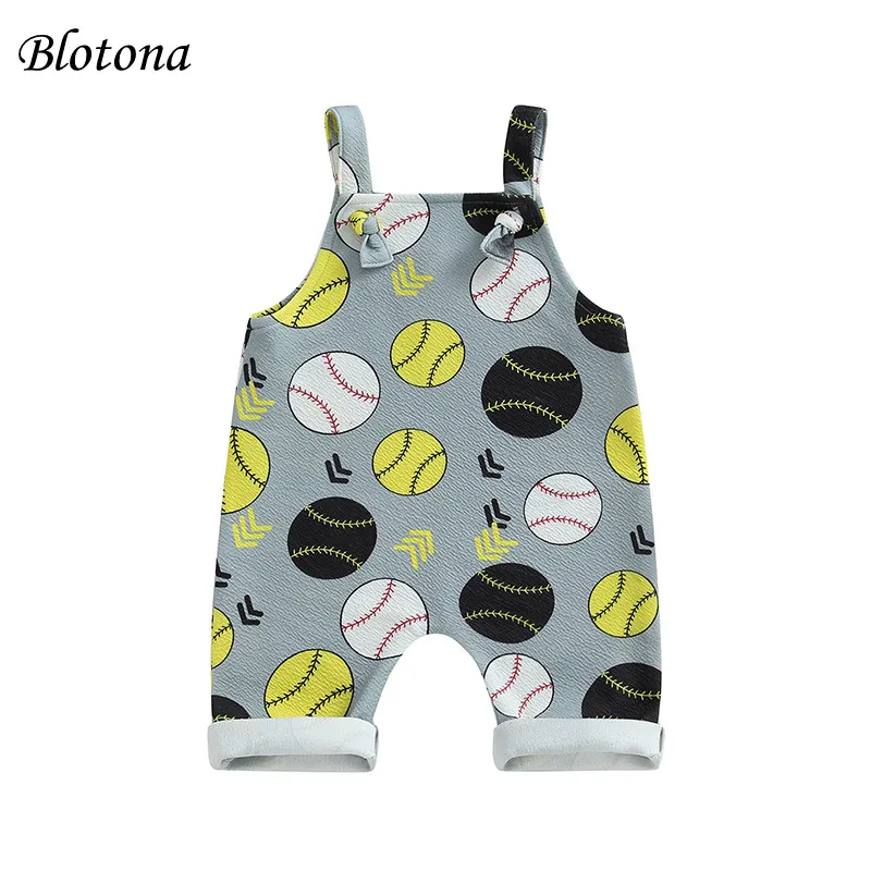 

Blotona Infant Baby Boys Girls Romper Baseball Print Sleeveless Sling Jumpsuits Summer Casual Bodysuits 0-3Years