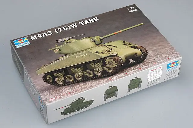 TRUMPETER масштаб 1/72 Sherman M4A3 (76)W танк военная пластиковая модель статический дисплей