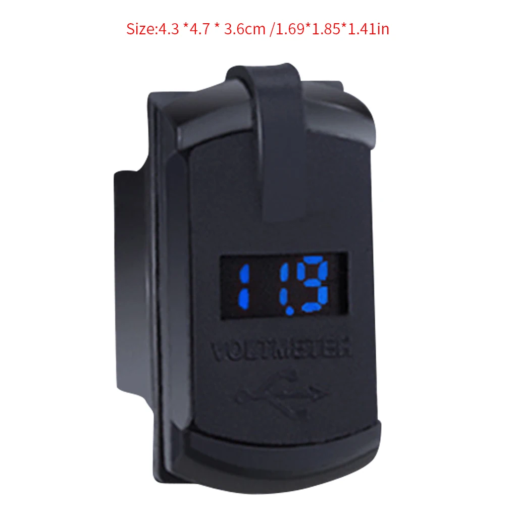 

Motorcycle Charger Switch Type Dual USB Charging Adpater Waterproof LED Phone Charger Green Voltmeter