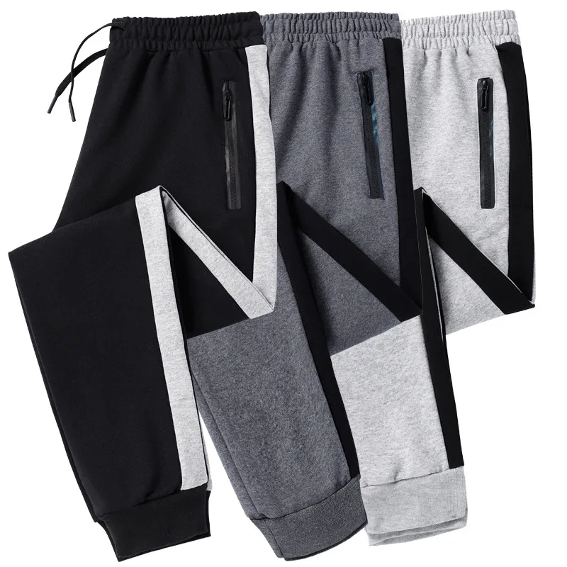 Spring Autumn Men's Sports Pants Daily Youth Solid Color Cotton Running Sweatpants Straight Cylinder Joggers Zipper Decoration