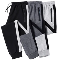 spring autumn mens sports pants daily youth solid color cotton running sweatpants straight cylinder joggers zipper decoration