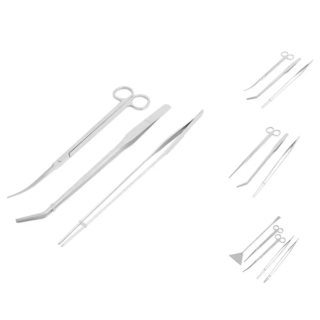 

3/5PCS Aquarium Tank Tools Kit Fish Tank Aquatic Plants Long Tweezers Scissors Stainless Steel Maintenance Tool