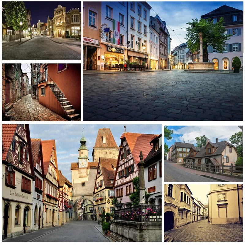 

Vintage European Street View Scenery Photography Backdrops Wedding Travel Photo Backgrounds Studio Props 21926 JJT-05