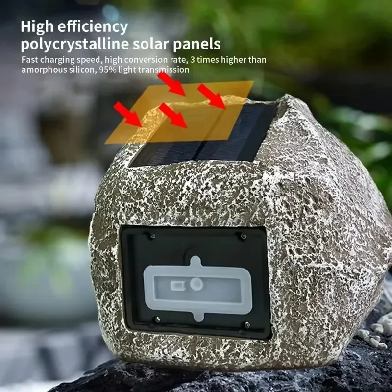 Фото Наружная водонепроницаемая солнечная зарядка, беспроводные Bluetooth-колонки, садовая каменная музыкальная шкатулка, рок с дистанционным управлением, USB-звуковая коробка TWS №1