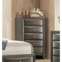 Traditional Dovetail English Chest with 5 Storage Drawers Contemporary Wardrobe Storage Cabinet  Bedroom Furniture in Gray Oak