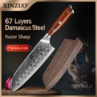 xinzuo 7 inch santoku kitchen knives 67 layers damascus steel chef knife rosewood handle dealing with meat fruit vegetables
