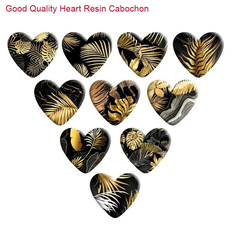 

Gold Leaves Leaf Love Heart Resin Cabochon Accessories DIY Earring Hair Phone Sticker Necklace Good quality R1790
