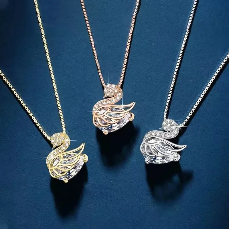 Ожерелье женский универсальный комплект Маленький лебедь с бриллиантами