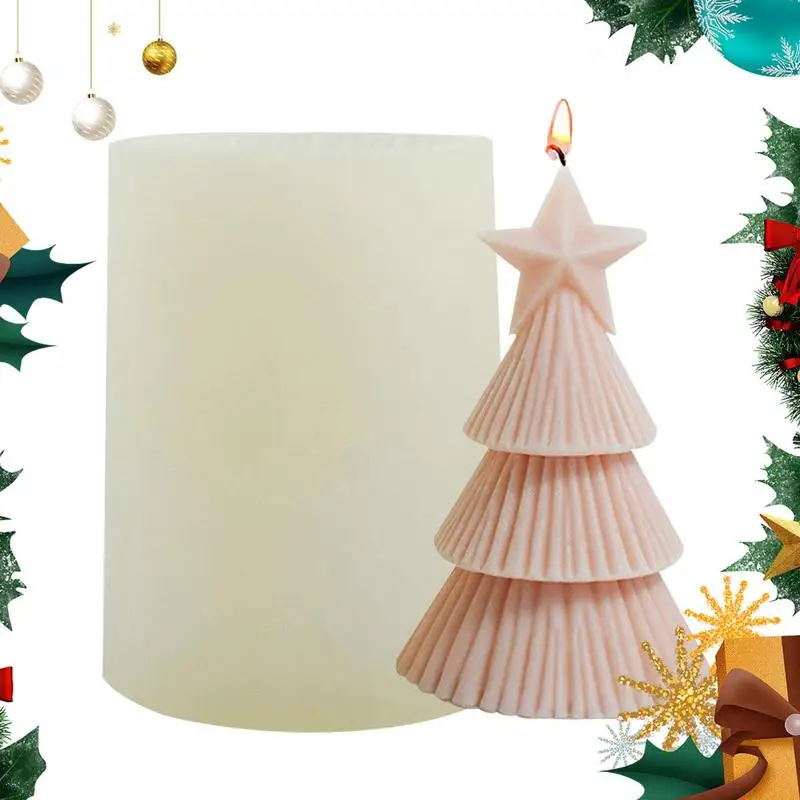 

Christmas Tree Candle Mold Silicone Mold For Candle Making 3D Christmas Star Pine Tree Handmade Mould For Aromatherapy Resin