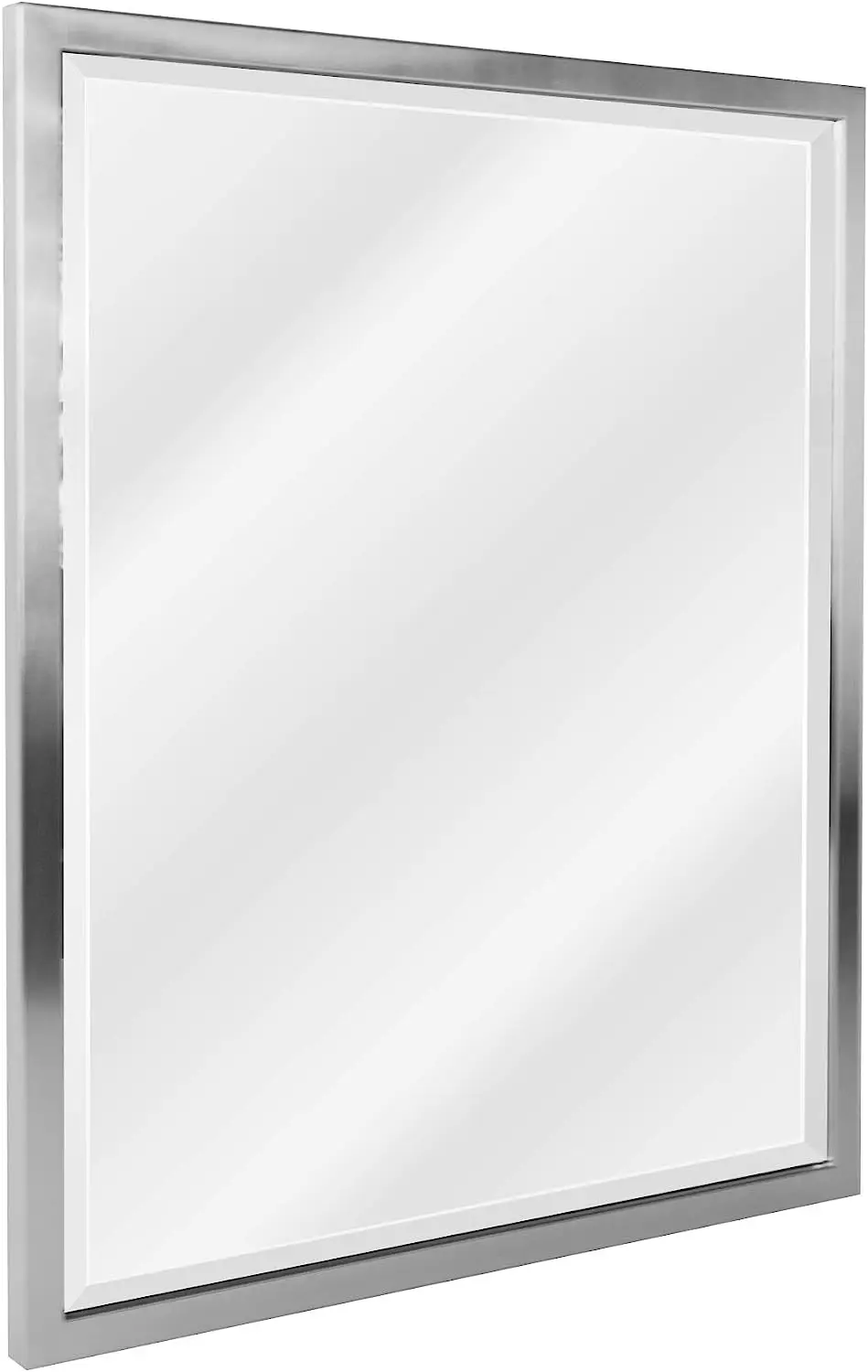 

Head Stainless Steel Frame Brushed Nickel Bathroom Mirror - Beveled Edge Vanity Mirror for Wall and Living Room Decor - Equippe