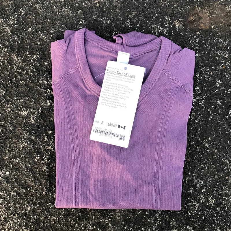 Solid Color Luluwomen Sports Long Sleeve Fitness Yoga Shirt Top Round Neck Blouses Thumb Jack Comprehensive Training Custom Logo