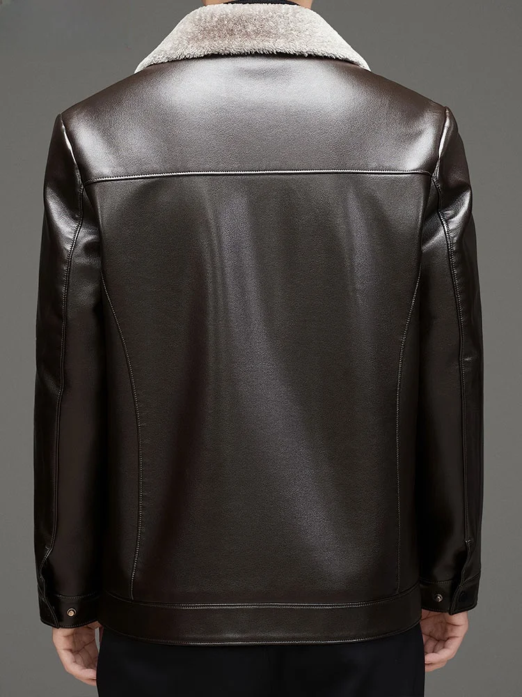 Hengyuanxiang утолщенное кожаное пальто на флисовой подкладке мужская одежда с