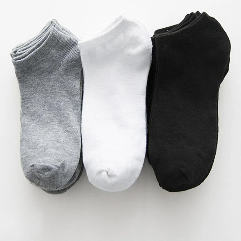 10pairs Men Socks Solid Color Low Cut Black White Grey Breathable Cotton Sports Socks Male Summer Short Ankle Socks Women Men
