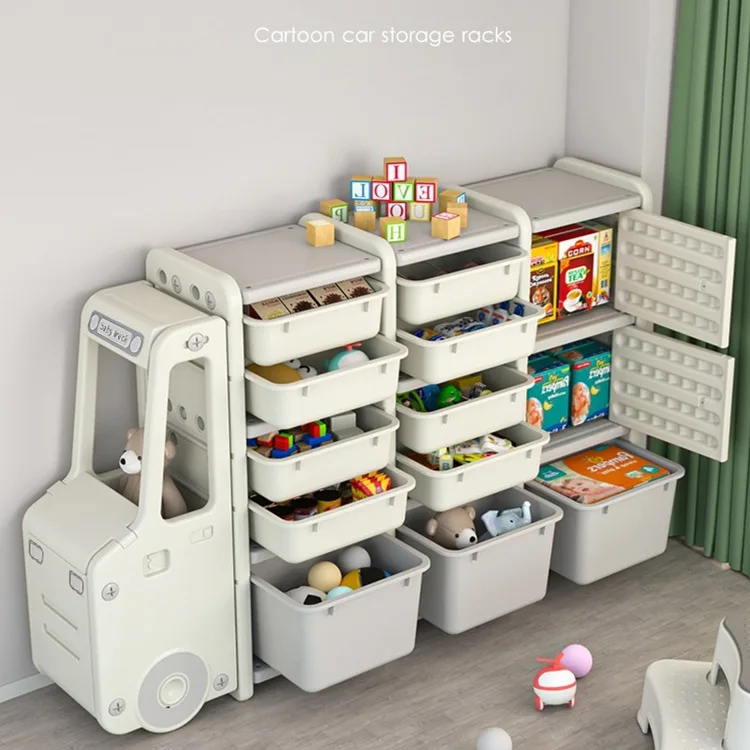 Baby Cartoon Car Toy Storage Rocks Storage Cabinet Large Capacity Multi-layer Storage Locker Baby Toy Organizing Cabinet
