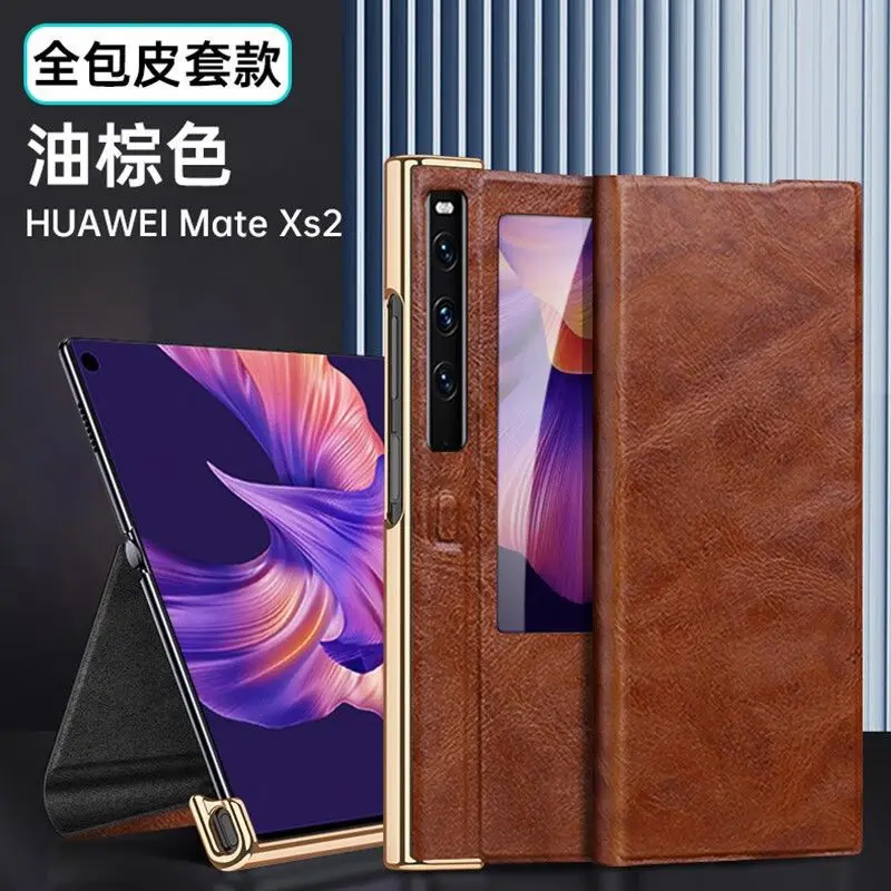 

Genuine Leather Material Plating Border Case For Huawei Mate XS2 Case For Huawei Matexs2 Case Mate XS 2 Case