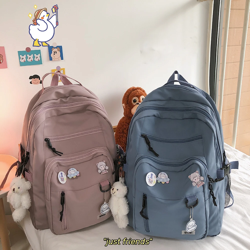 

Простой рюкзак для колледжа с несколькими карманами, повседневный эстетический вместительный ранец для студентов, школьный ранец для дево...