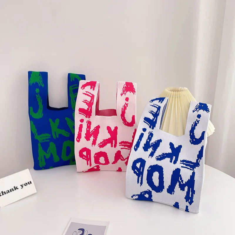 

New Large-Capacity Brand Niche Knitted Knitted Letters All-Match Western-Style High-Quality Texture Women'S Shopping Handbag