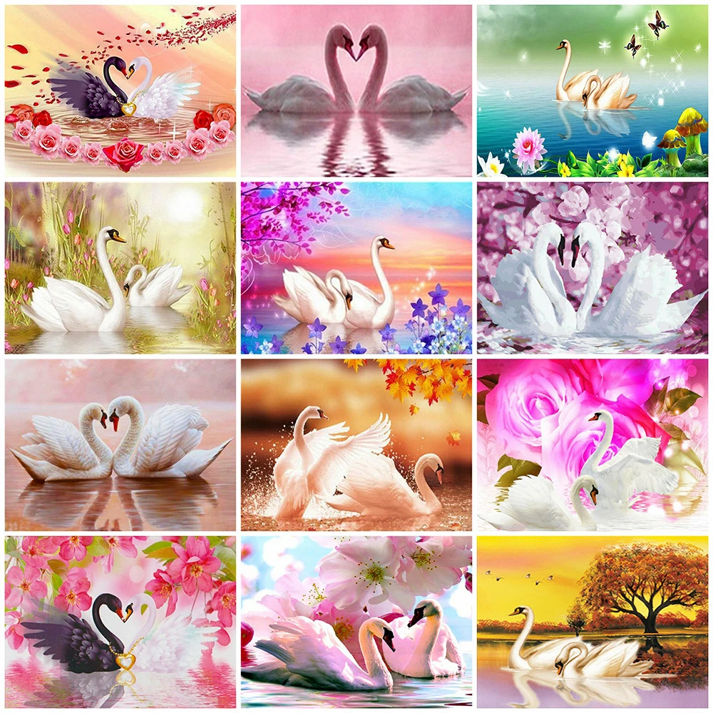 

5D DIY Diamond Painting Swan Animal Rhinestone Embroidery Cross Stitch Set Hand Inlaid Children's Gifts Home Wall Art Decoration
