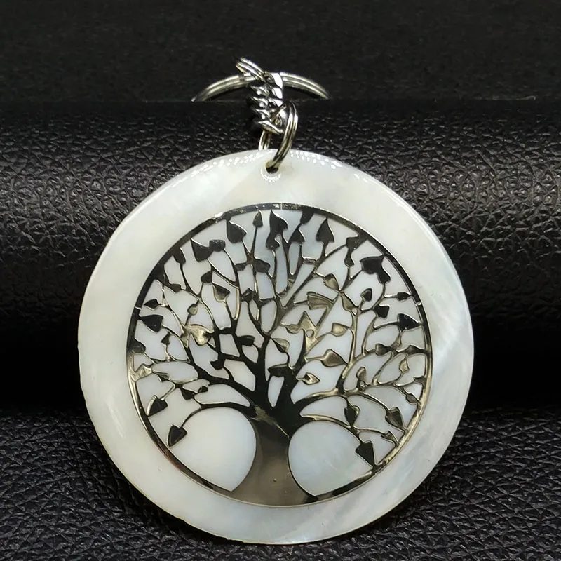 Fashion Tree of Life Big Shell Stainless Steel Bag Accessories for Women Key Chain Jewelry Gift arbol de la vida K77354BS07