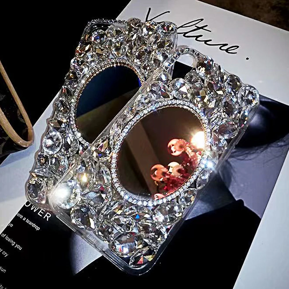 

2023 New for IPhone Fashion Luxury Diamond Carrying Makeup Goggles Phone Case for IPhone14 11 12 XR XS MAX X Plus 12 Cover